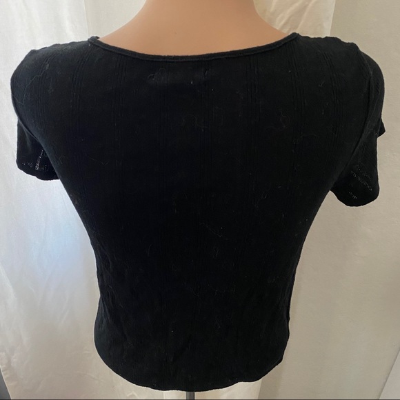 AE button down tie bottom blouse black sz M - Picture 2 of 2